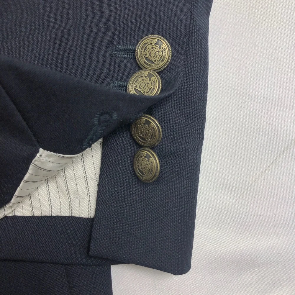 Coppley x Zegna Navy Wool Gold Button Blazer Sport Coat Mens 61R Big & Tall